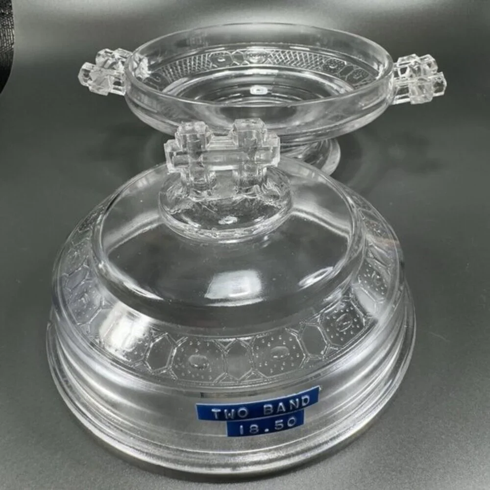 Antique Doyle And Co Two Band Clear Glass Canister Jar Container Manganese 365nm